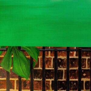 Back of the garden I, oil on canvas 80x80, Oldham England2020