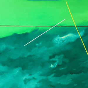 Between Line and Infinity, oil on plastic, 54.5 x 91.3 cm